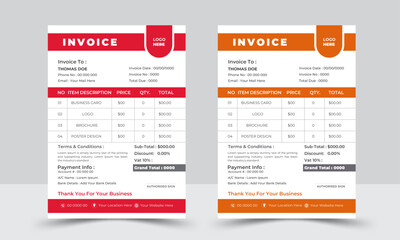 Invoice template vector design, letterhead design for corporate office. letterhead, invoice design 
illustration. Simple and creative modern corporate clean design..