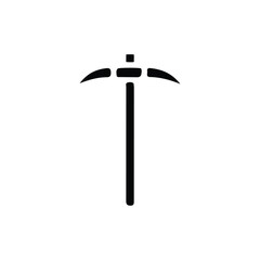 Pickaxe icon. Simple style digging poster background symbol. Pickaxe brand logo design element. Pickaxe t-shirt printing. Vector for sticker.