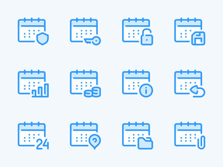 Calendar, Timetable and Date vector line icons. Schedule, Event and Appointment outline icon set. Report, Save, File, Folder, Access, Login and more.