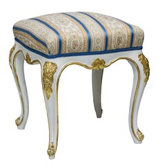 Antique classic white gilded chair isolated on white with authentic fabric and wood carving