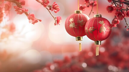 Chinese new year concept, decorated festive background