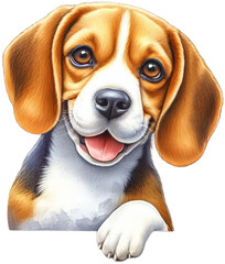 Charming Beagle Bliss: Delightful Watercolor Beagle Dog Illustration