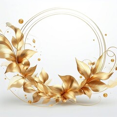Abstract background design of golden leaves for decoration and holidays placed on the edges, loopable on a transparent or white background, PNG