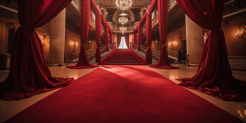 Red carpet for ceremonies - obrazy, fototapety, plakaty