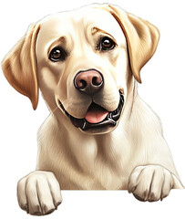 Joyful Labrador Glimpse: Radiant Watercolor Labrador Retriever Dog Peeking Illustration,...