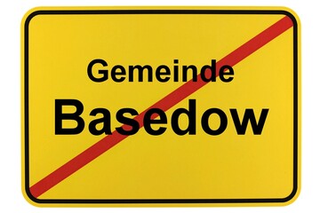Illustration eines Ortsschildes der Gemeinde Basedow in Mecklenburg-Vorpommern