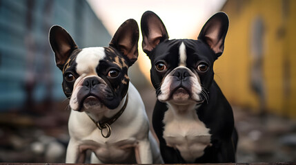 French Bulldog and Boston Terrier Mix, Frenchton Love, Generative AI