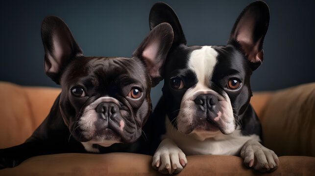French Bulldog and Boston Terrier Mix, Frenchton Love, Generative AI