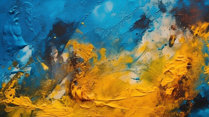 Obraz na płótnie Canvas Abstract yellow and blue paint background. Oil painting texture