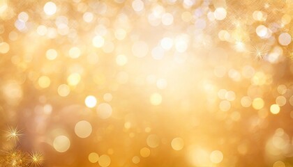 Golden Festive Christmas background. Abstract twinkled bright golden background with bokeh background - obrazy, fototapety, plakaty