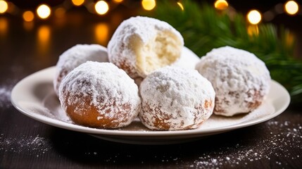 Fototapeta na wymiar Greek Christmas Delight: Kourabiedes, Traditional Sweet Dessert from Greece