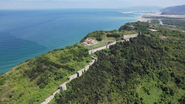 Turkey, black sea coast, aerial view filyos province. Filyos Castle