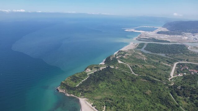 Turkey, black sea coast, aerial view filyos province. Filyos Castle