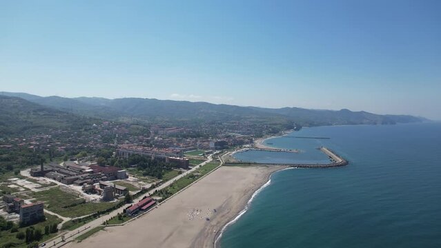 Turkey, black sea coast, aerial view filyos province. Filyos Castle