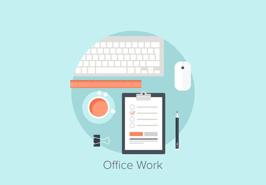 Vector illustration of office work flat design concept.