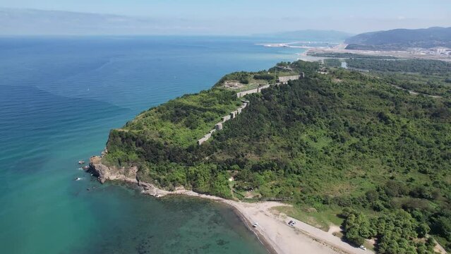 Turkey, black sea coast, aerial view filyos province. Filyos Castle