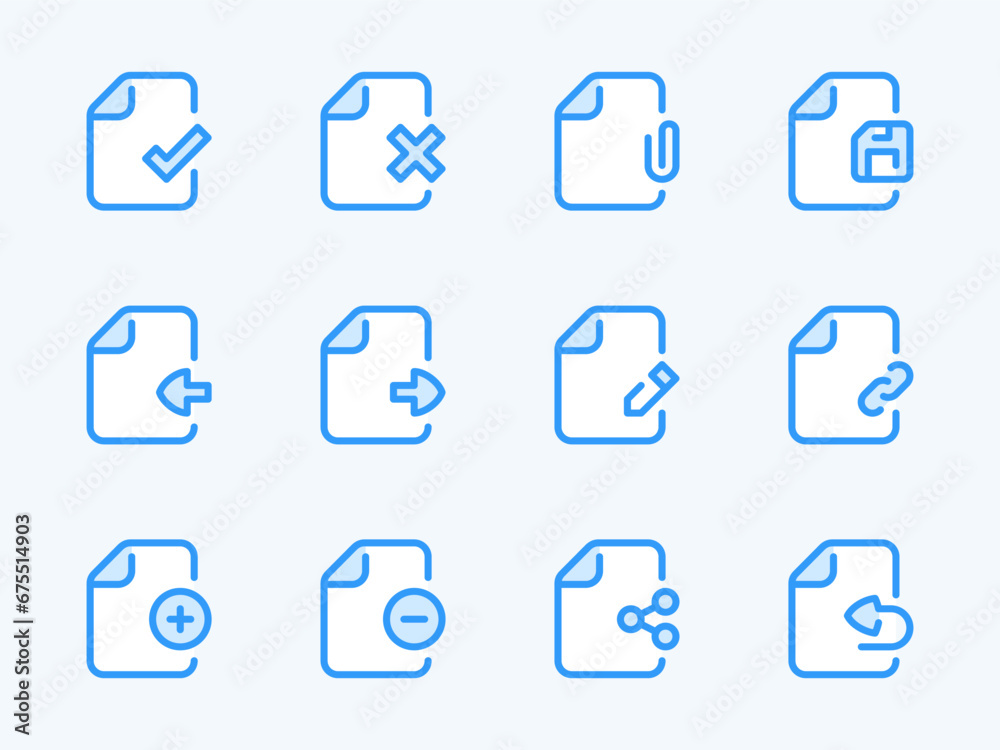 Poster document and file management vector line icons. data settings and file configurations outline icon s