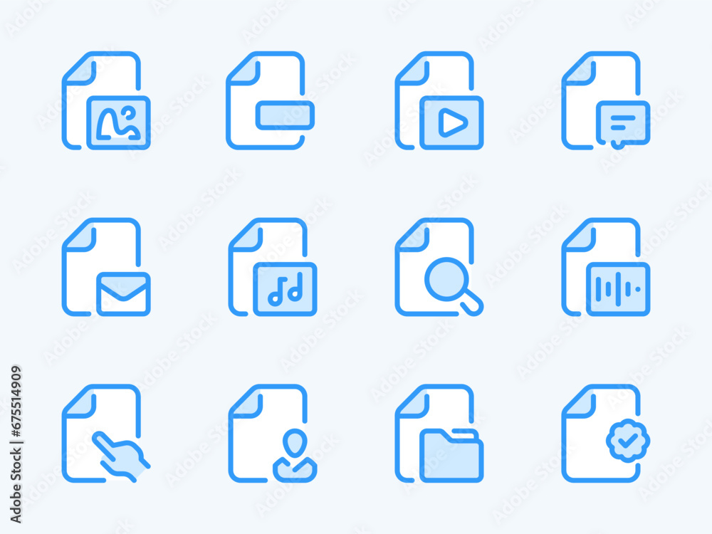 Poster document type and file format vector line icons. library settings and catalog configurations outline