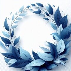 Abstract background design of blue leaves for decoration and holidays placed on the edges, loopable on a transparent or white background, PNG