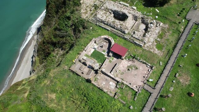 Turkey, black sea coast, aerial view filyos province. Filyos Castle