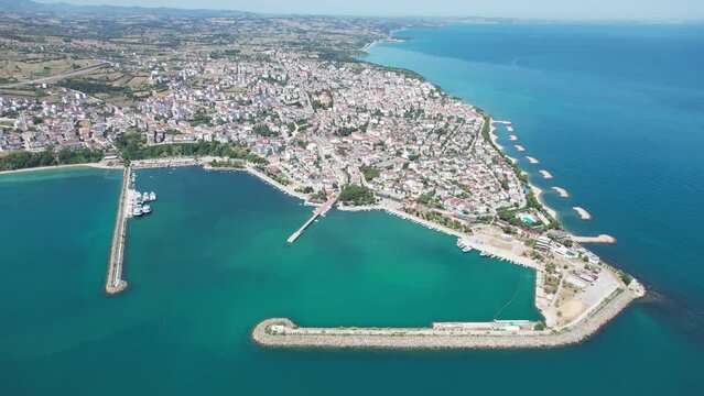 Gerze Beach and Gerze City Center Drone Video, Gerze Sinop, Turkey (Turkiye)