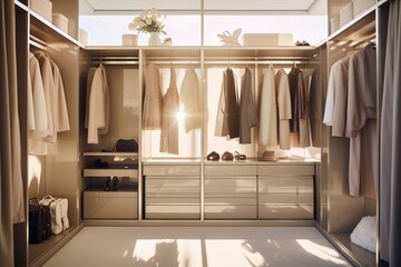 walk-in wardrobe, finland, beige, taupe, interior magazine photography