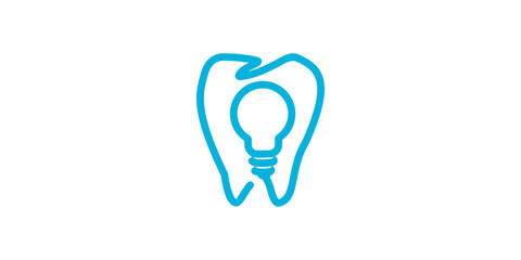 Dental and Light Bulb Concept Logo Template For Dentistry, Emblem, Design Concept, Creative Symbol, Icon
