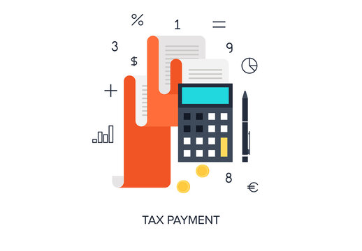 Vector illustration of flat and colorful tax 