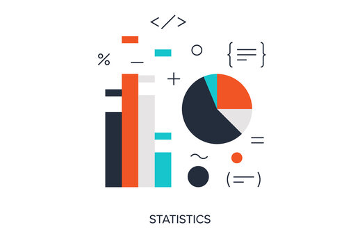 Vector illustration of flat and colorful statistics concept. Design elements for web and mobile applications.