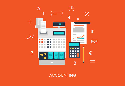 Vector illustration of flat and colorful accounting concept. Design elements for web and mobile applications.