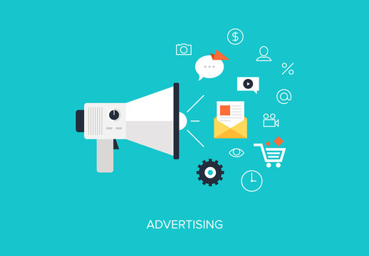 Vector illustration of flat and colorful advertising concept. Design elements for web and mobile applications.