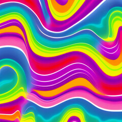 Motley pied stripes, waves, lines, curls and bumps. Abstract beautiful background. Soft voluminous wavy lines of different color. Ripple movement fluctuation. Colorful background. Generated by AI.