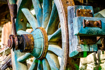 antique wooden wheel - close up