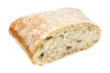 Ciabatta isolated on white background. Half a ciabatta.
