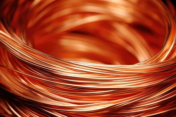copper wire coil for production of cable - obrazy, fototapety, plakaty