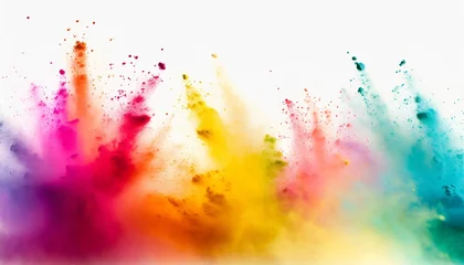 Deurstickers Colorful rainbow holi paint color powder explosion isolated on white background © CreativeStock