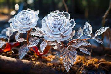 Quantum-carved ice Christmas sculptures.