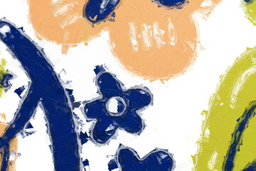 Oil painting and various flowers, roses, peonies, beautiful wedding illustrations