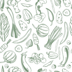 Sketch vegetables.  Vector  pattern.