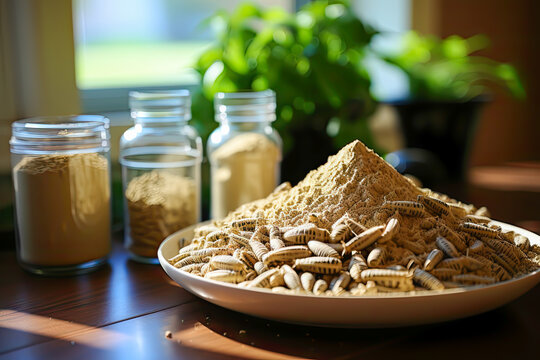 Insect protein powder for sustainable diet.