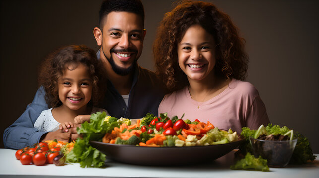 familia latina disfrutando de una comida casera en familia sonrientes y disfrutando de la union familiar 