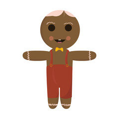 Gingerbread christmas boy cookie. Noel holiday sweet dessert. Hand drawn vector illustration.