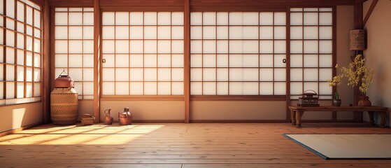 oriental japanese room - obrazy, fototapety, plakaty