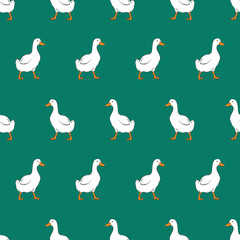 Cute duck seamless pattern. Vector illustration - 675525344