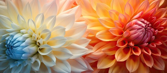 Obraz premium The abstract pattern of the flower s delicate petal with its intricate textures and vibrant colors adds a touch of beauty to the background of the sun kissed garden perfectly capturing the 