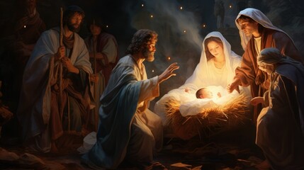 Fototapeta premium illustration nativity, religious scene
