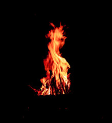 Fiery flames on a black background.