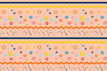 Seamless pastel Beige vector Pattern Cute summer spring print children's fabrics Typography Tablecloths Scrapbooking Repeat Polka dots wavy lines Wildflowers Wrapping paper Delicate simple design book