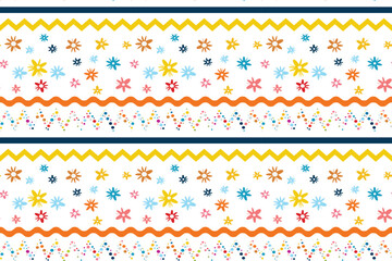 Seamless isolated vector Pattern Creative Projects Perfect summer spring print children's fabrics Typography Tablecloths Scrapbooking Wallpaper Repeat Polka dots wavy lines Wildflowers Delicate design