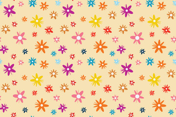 Vibrant pink yellow flower Meadow Blooms Seamless isolated Pattern Flowers Diverse Creative Projects Perfect summer spring print children's fabrics Typography Tablecloths Scrapbooking Wallpaper Repeat